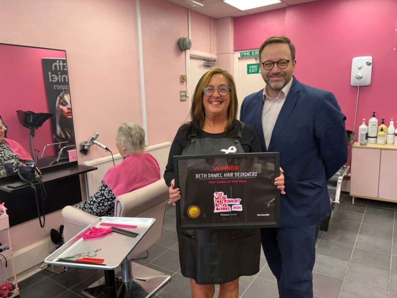 Chris Elmore MP with Beth from Beth Daniel Hair Designers