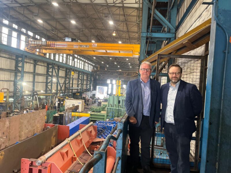 Chris Elmore MP with Kevin Francis, Managing Director at Engineering Services (Bridgend) Ltd