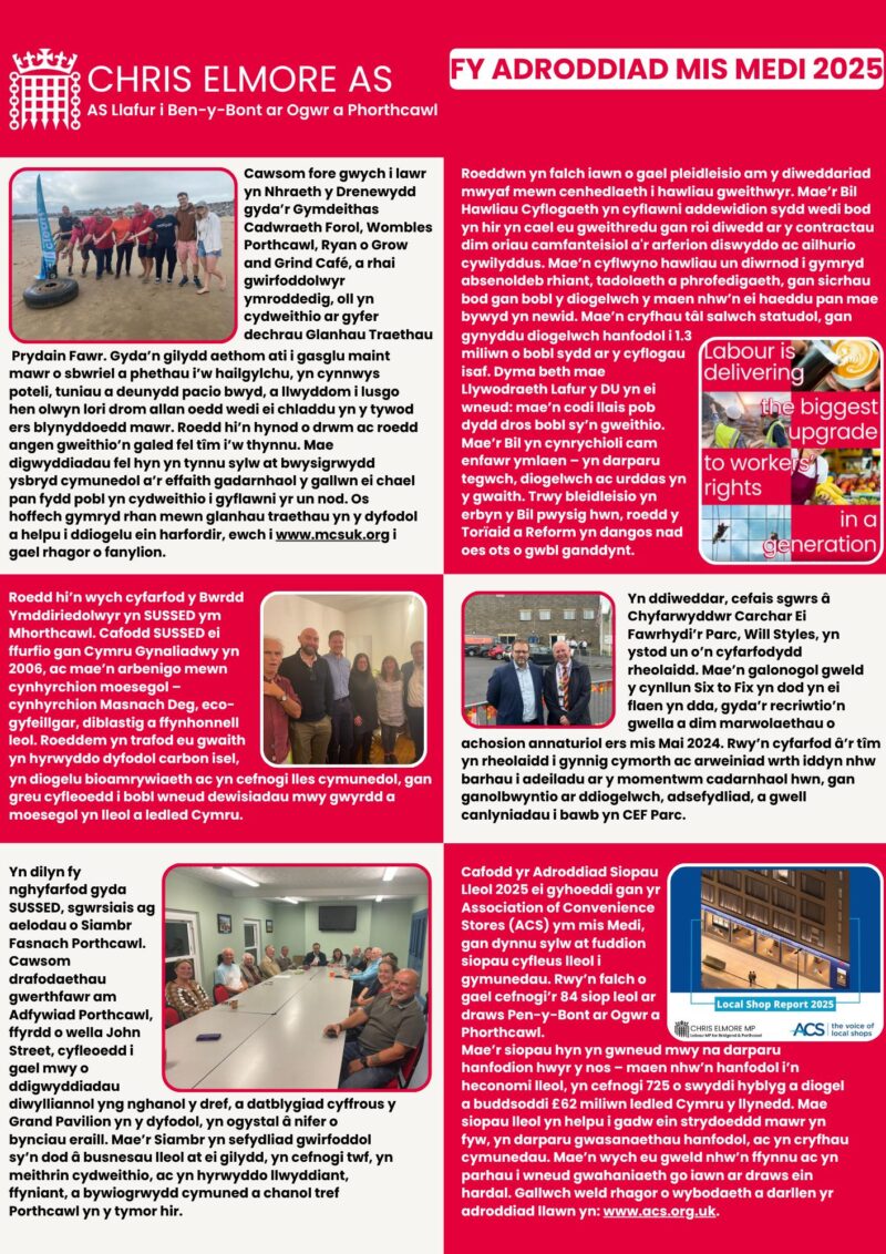 September Monthly Report Page 2 (Welsh)