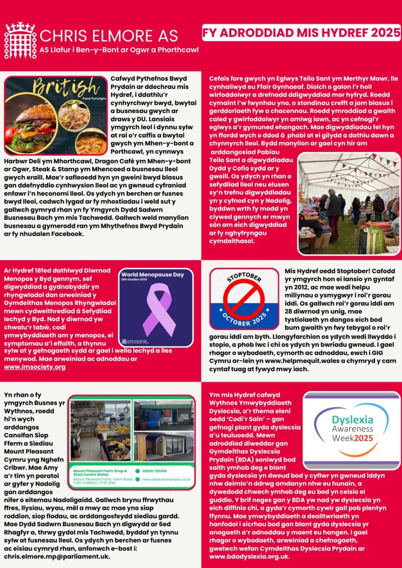October Report Page 1 (Welsh)