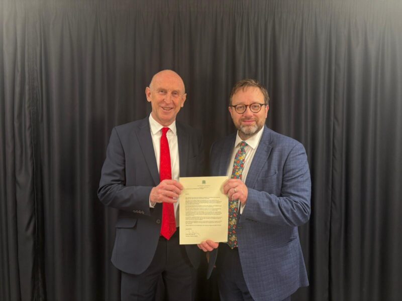 Chris Elmore MP with Defence Secretary, John Healy MP