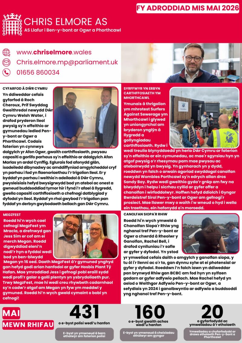 May Report Page 1 (Welsh)