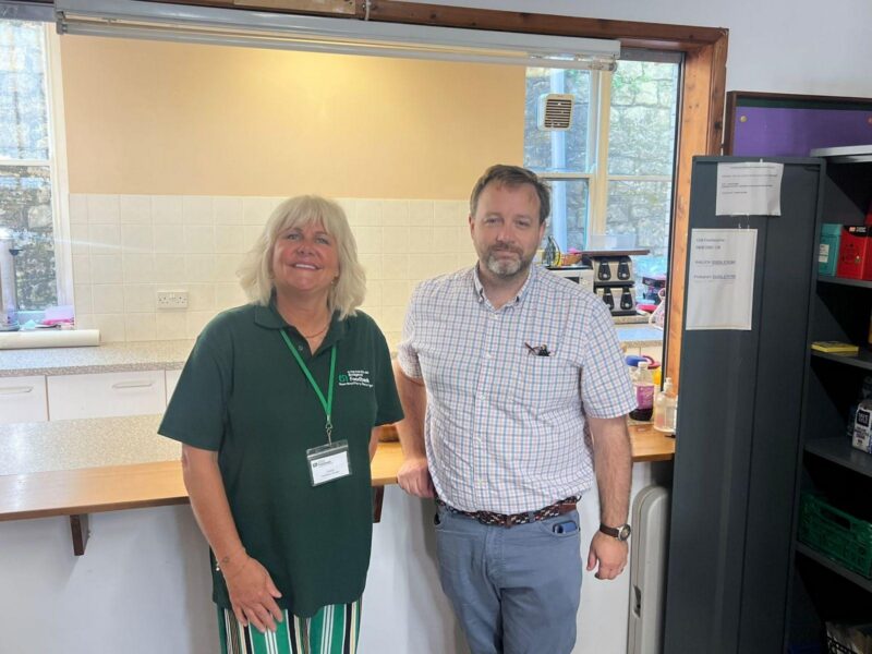 Chris Elmore MP with Lucy from Bridgend Foodbank