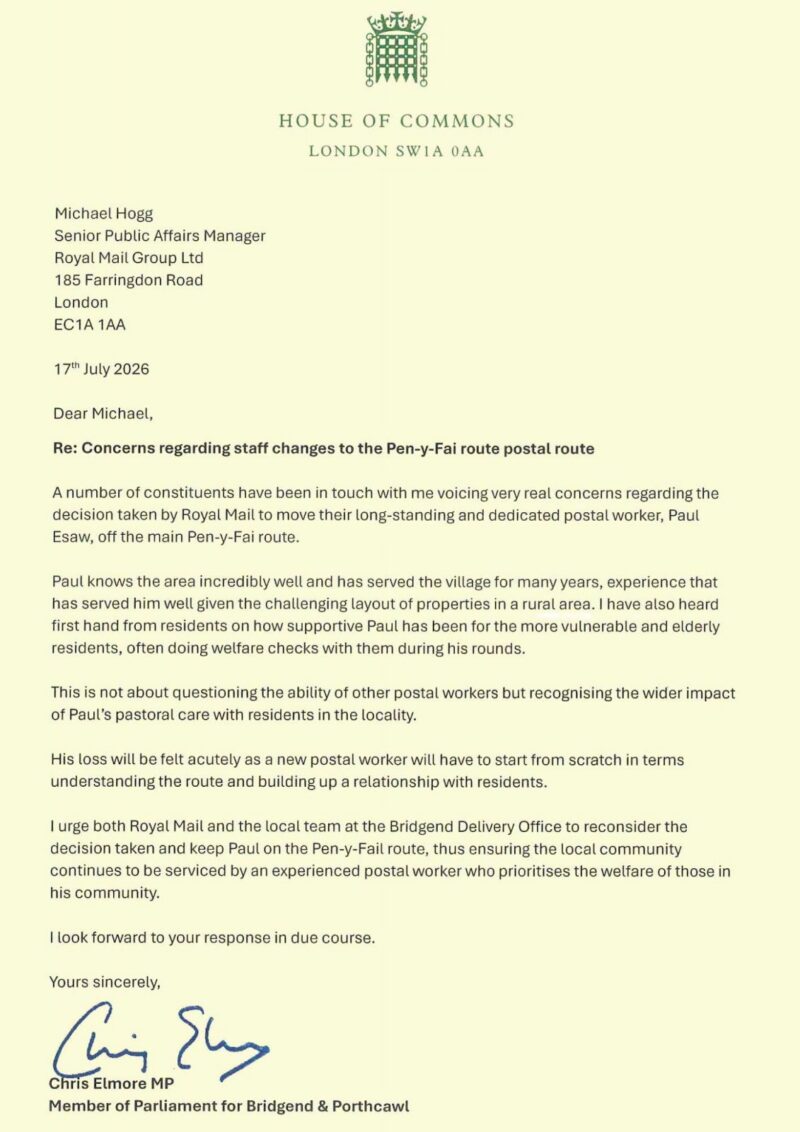 Letter to Royal Mail
