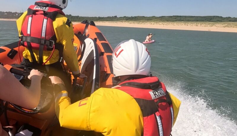 Volunteers from Porthcawl Lifeboat Station in action.