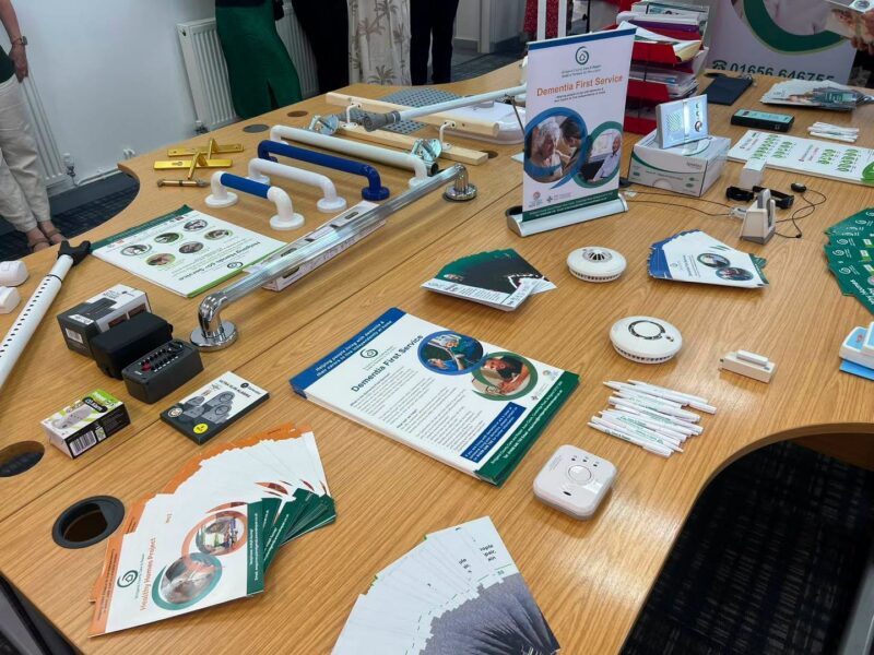 A display highlighting some of Bridgend County Care & Repair’s services, equipment and home-safety support.