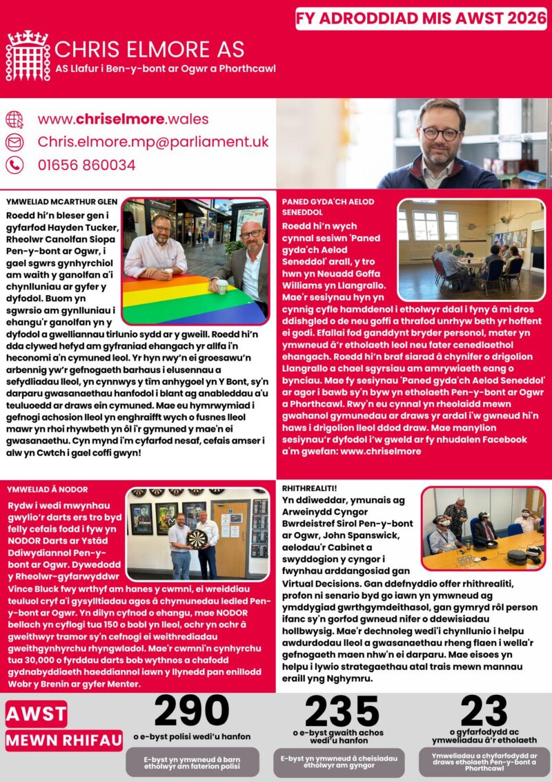 August Report Page 1 (Welsh)