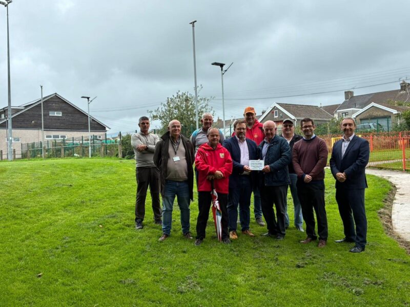 Chris with Councillors and representatives from Bryncethin Community Centre