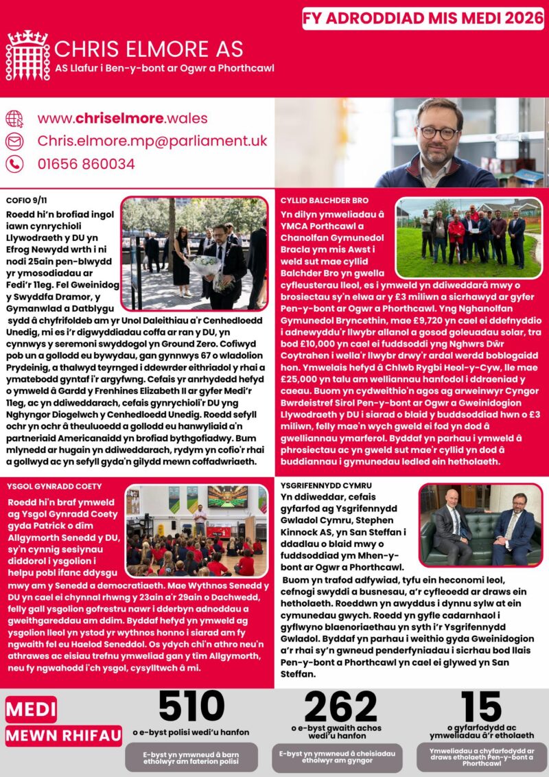 September Report Page 1 (Welsh)